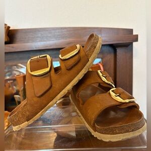 Birkenstock Arizona Big Buckle Sandals in Cognac Oiled Leather Size 37 N Women 6
